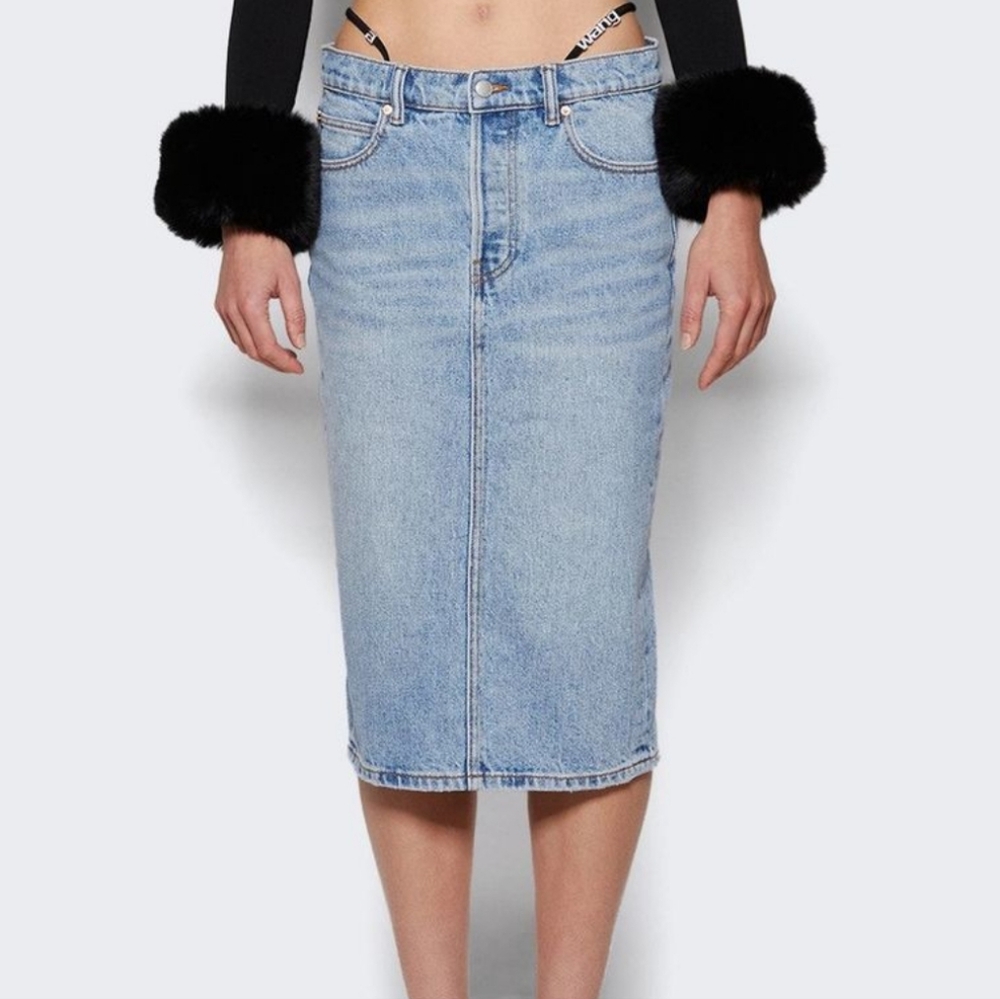 Alexander Wang Thong Strap Denim Skirt Jean Size 26